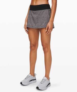 Lululemon Pace Rival Skirt Women's Size 10 Black Gray Heather Stretch Pull-On